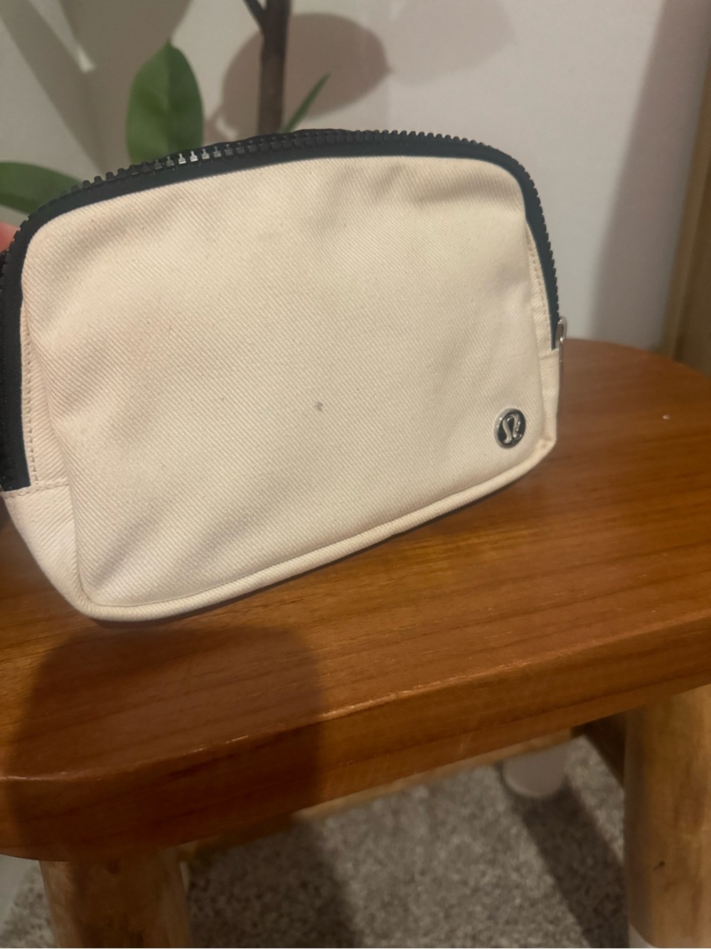 lululemon athletica Cream Mini Canvas Pouch with Black Trim